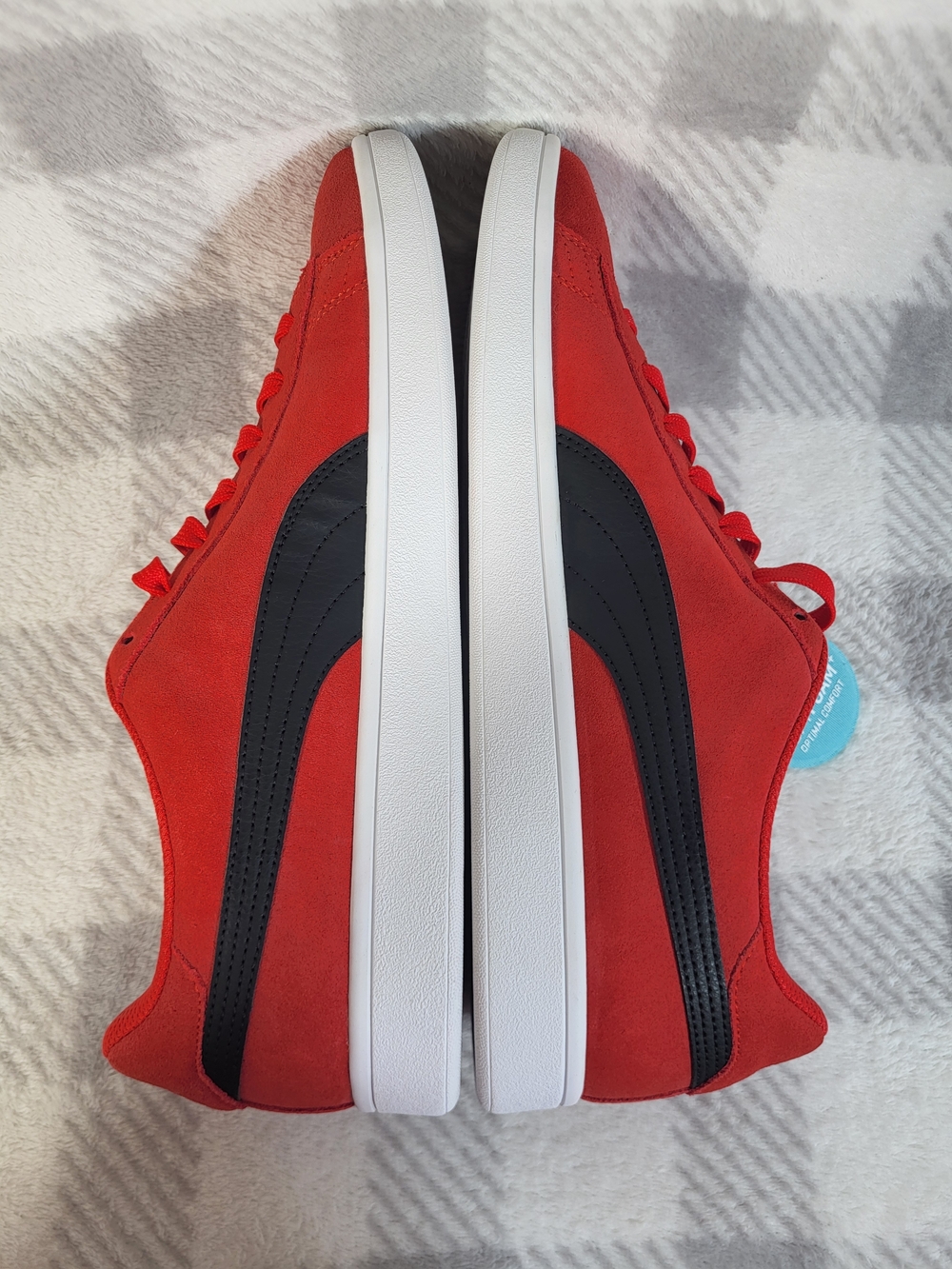 Men's Size 11.5 PUMA Red Suede Black White Low Top Sneakers Athletic - Picture 9 of 10
